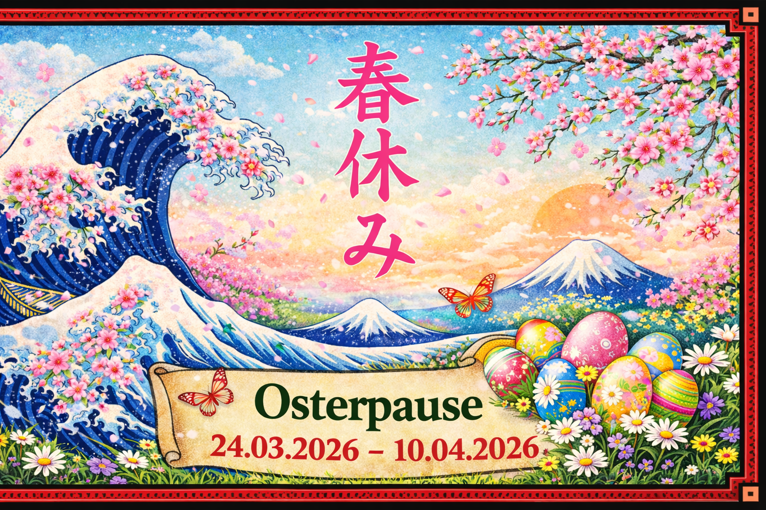 Osterpause vom 24.03.2026 bis 10.04.2026